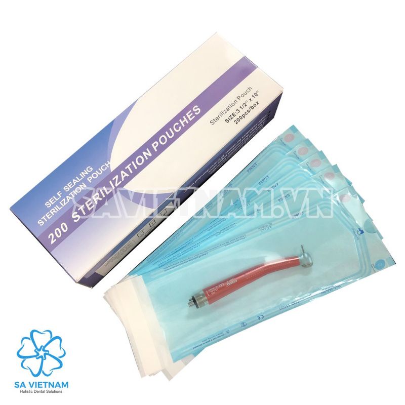 Hộp 200 túi hấp tiệt trùng đóng gói sẵn 57x130mm, 90x165mm, 90x260mm - nilong bọc hấp dụng cụ