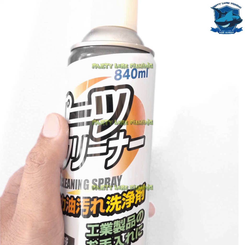 Chai xịt rửa bạc đạn - body - linh kiện vệ sinh máy câu cá - 840ml - sử dụng được trên bề mặt nhựa và kim loại