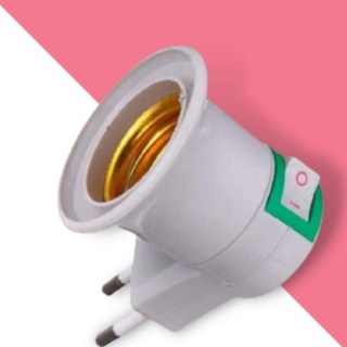 Đui đèn LED E27 chuyển đổi từ đầu cắm sang ổ cắm EU có công tắc tắt/mở tiện dụng