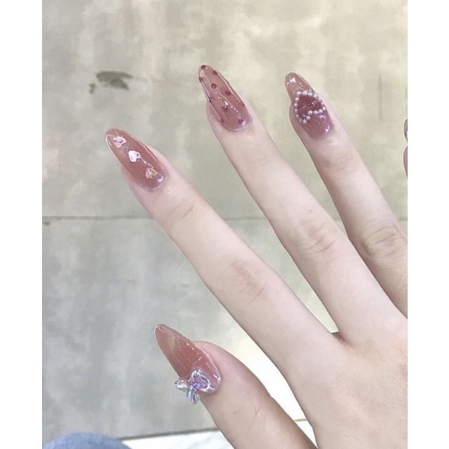 Nailbox hồng nơ trái tim