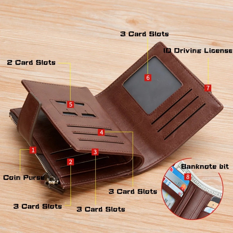 Ví Da Nam Thời Trang Có Khóa Kéo Chống RFID 2022