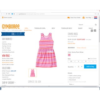 Sleeveless Dress Girl Gymboree. Đầm Gymboree bé gái thắt nơ eo, mẫu hè đã onweb hãng ah.