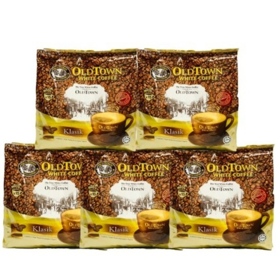 (Combo 5 bịch) Cà Phê Trắng White Coffee Old Town CLASSIC Malaysia (vị truyền thống)