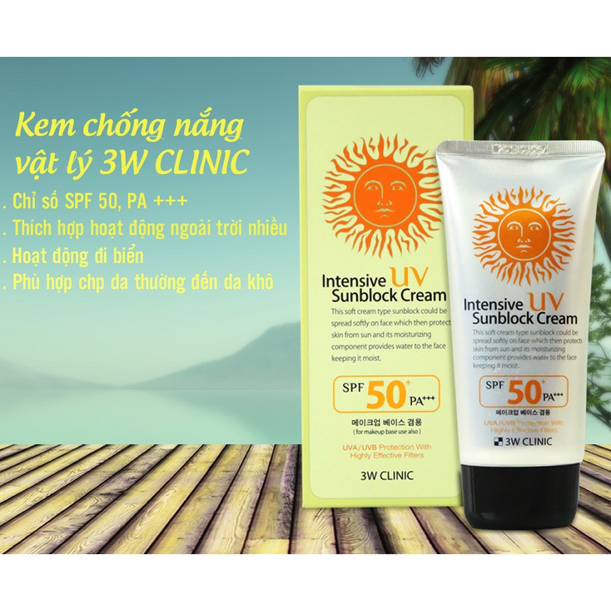 Kem Chống Nắng 3W Clinic Intensive UV Sunblock Cream SPF 50 PA+++ (70ml)