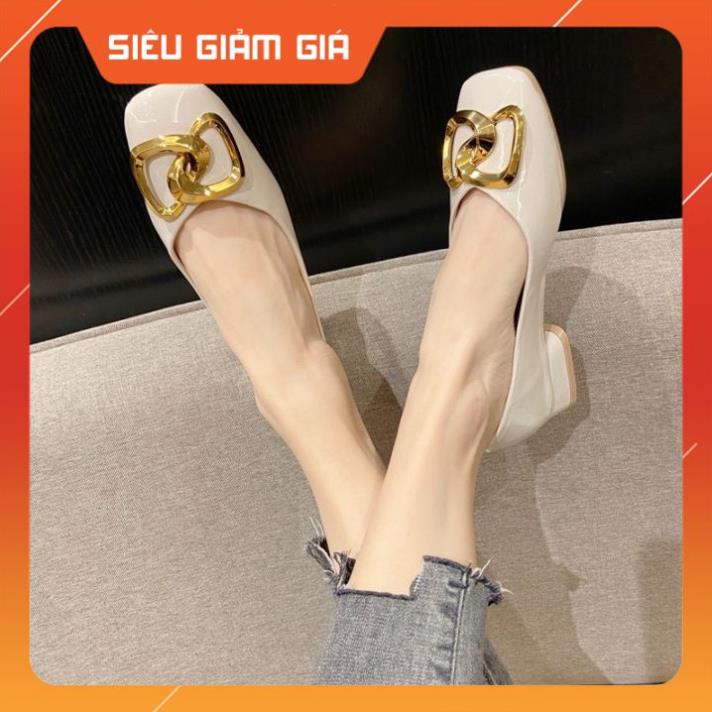 Giày Bệt - Giày Búp Bê 3 Phân Da Bóng, Gót Vuông Mẫu Hot Nhất Mùa Thu Đông IKC