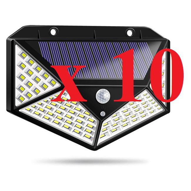 COMBO 10 đèn năng lượng mặt trời cảm biến hồng ngoại 100 lED siêu sáng 3 chế độ