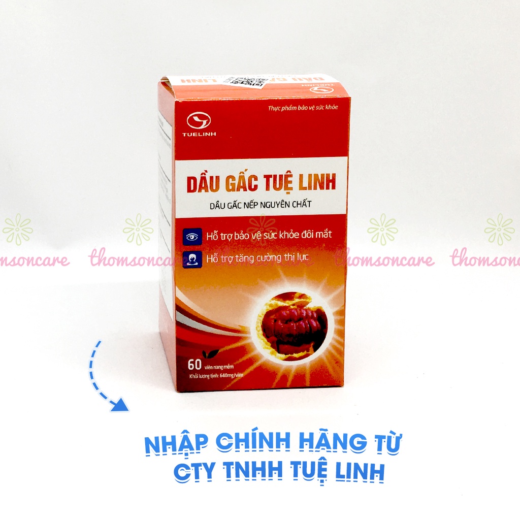 Dầu gấc Tuệ Linh - Giúp sáng mắt đẹp da - Chính hãng Tuệ Linh - Mẫu mới, hộp 60 viên - KM mua 5 tặng 1