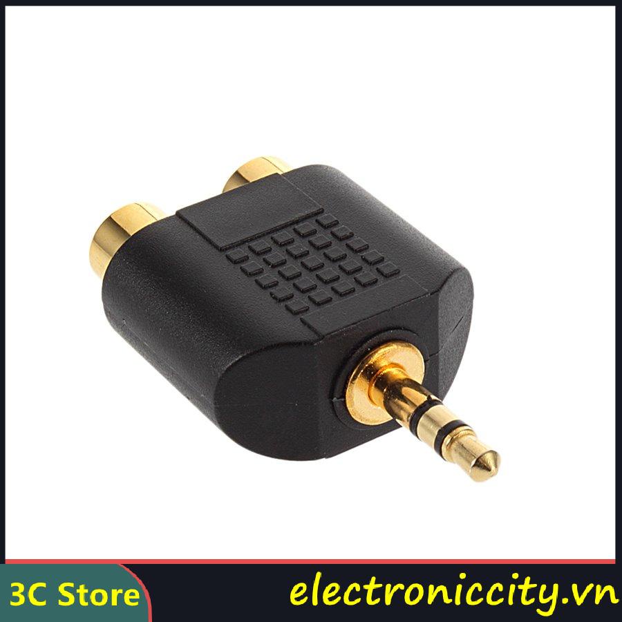 Bộ 3 đầu nối âm thanh mạ vàng 3.5mm sang 2RCA