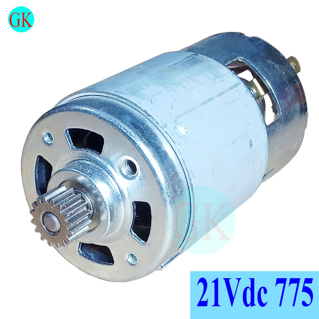 Mô tơ 775 loại 21V kèm bánh răng 16 răng