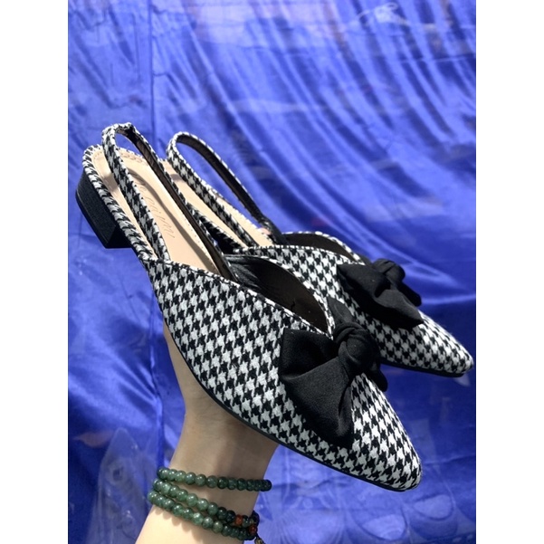 Giày sandal nữ nơ đế 2p mũi nhọn siêu nhẹ vnxk êm chân rẻ đẹp thời trang
