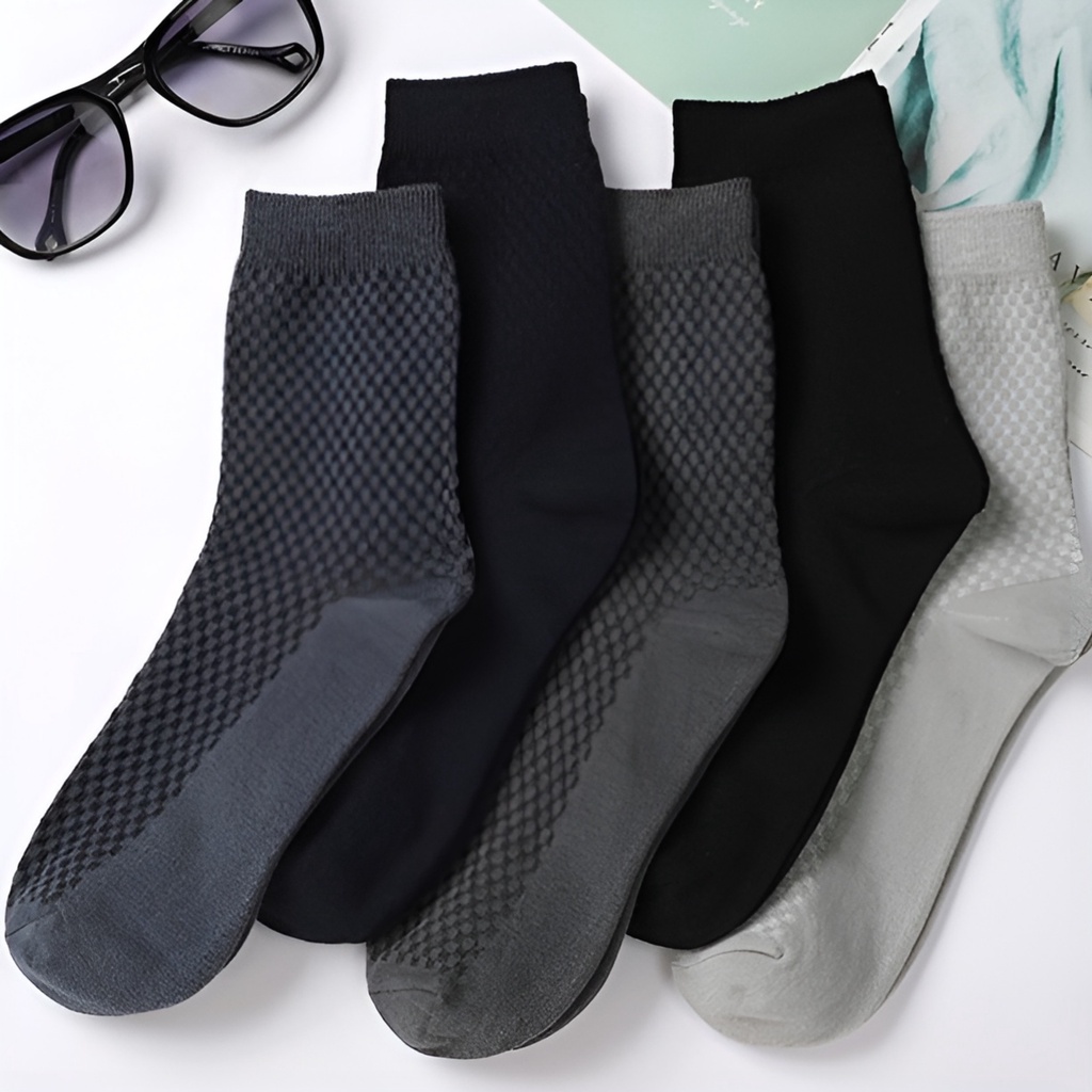 Combo 5 đôi tất nam sợi tre kháng khuẩn, Set 5 đôi tất sợi tre thấm hút mồ hôi tốt mã Jinx T17