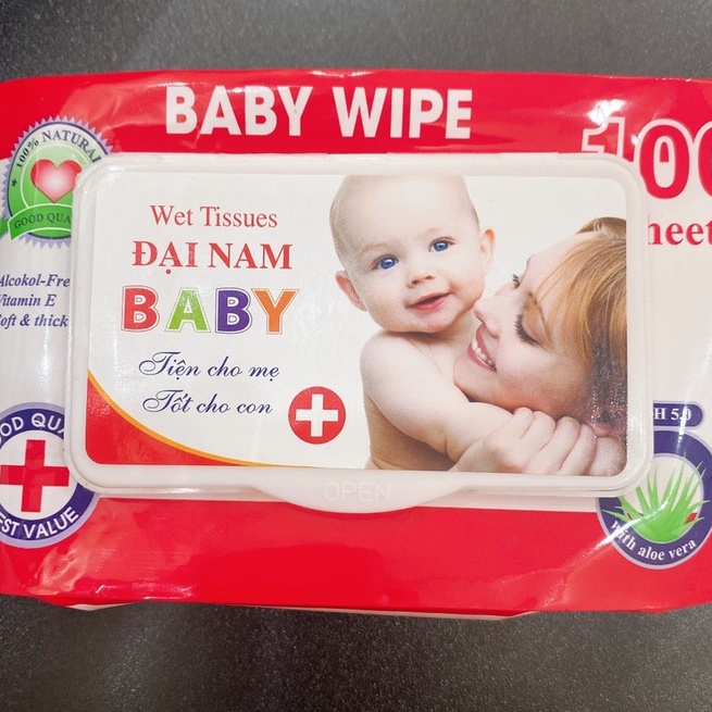 Khăn Giấy Ướt BABY WIPE ( Đại Nam ) Hộp 100 Tờ Sản Phẩm Chính Hãng Tiện Cho Mẹ Tốt Cho Bé - Khăn giấy cao cấp