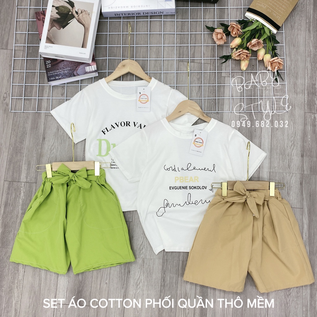 Bộ quần áo cộc tay thun hè bé gái "PBEAR" 14-59kg (4-14 tuổi). Thiết kế năng động, thoải mái. G21