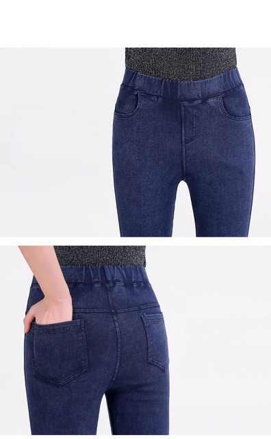Quần legging giả jean big size lớn 63-80kg 2 màu đen, xanh