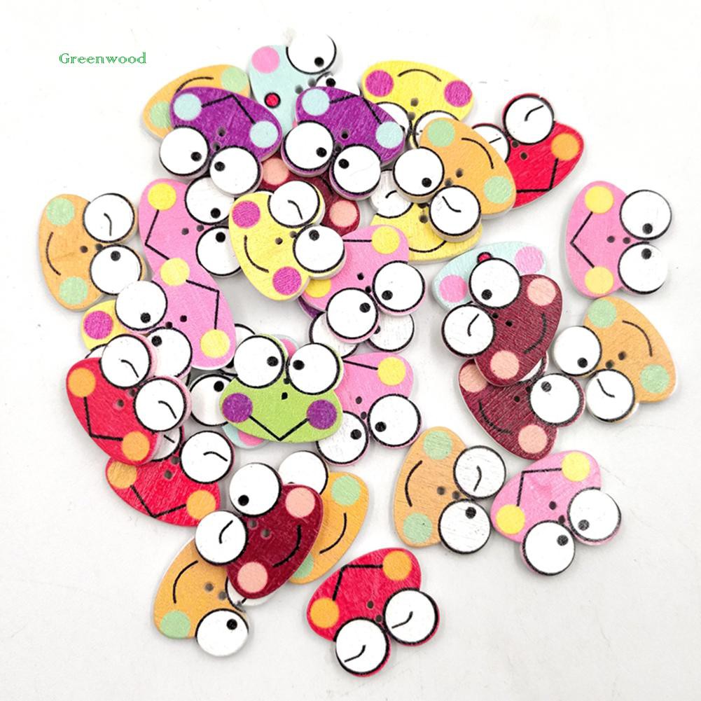 Bộ 50 nút gỗ hình con ếch dùng làm thủ công