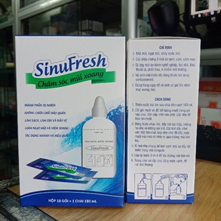 Bình rửa mũi Sinufresh 180ml kèm 10 gói muối