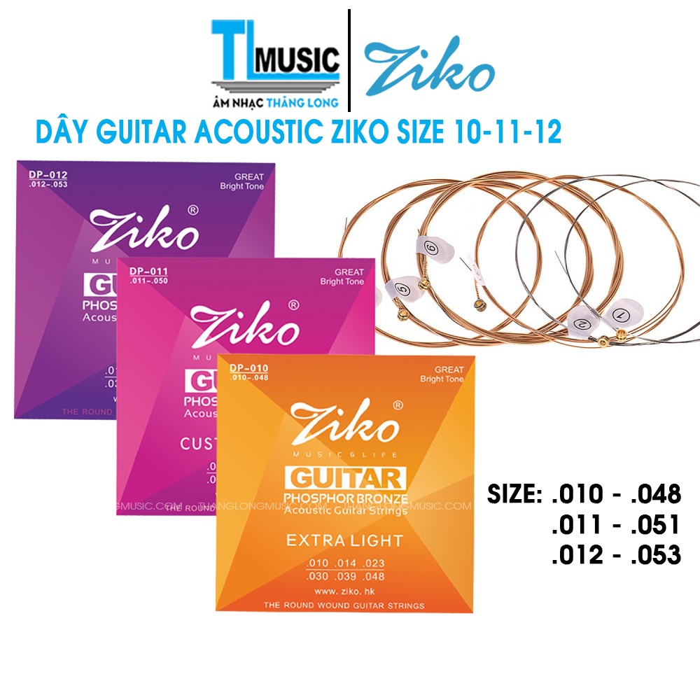 ZIKO DP Series- Bộ Dây Đàn Guitar Acoustic Phosphor Bronze Ziko DP-010 DP-011 DP-012