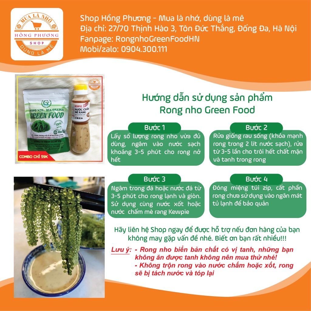 Combo 20 gói xốt mè rang Kewpie 15ml + 5 gói rong nho Green Food 100g