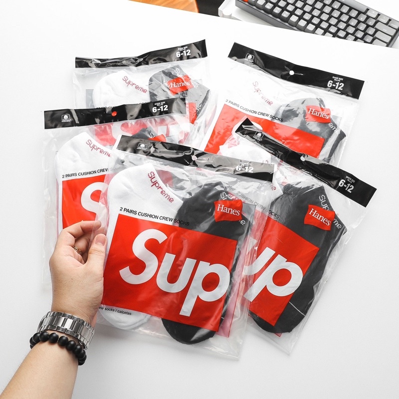 Tất cổ ngắn vớ Supeme Hanes thời trang cao cấp Unisex Chất liệu Cotton dệt kim dày dặn êm ái và chống hôi chân