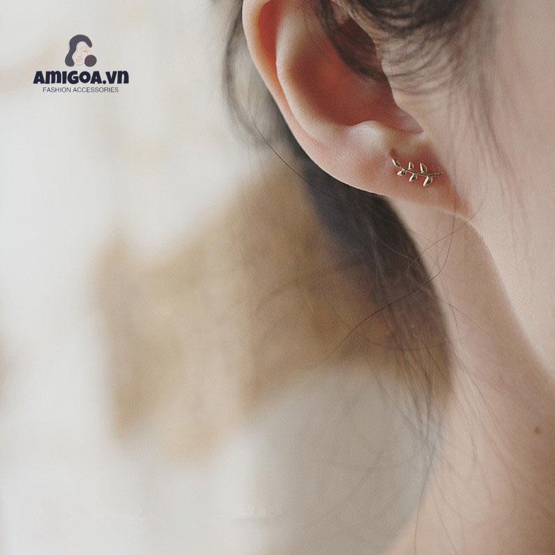 Bông Tai Mạ Bạc Hình Chiếc Lá Xinh Xắn Thời Trang Cho Nữ