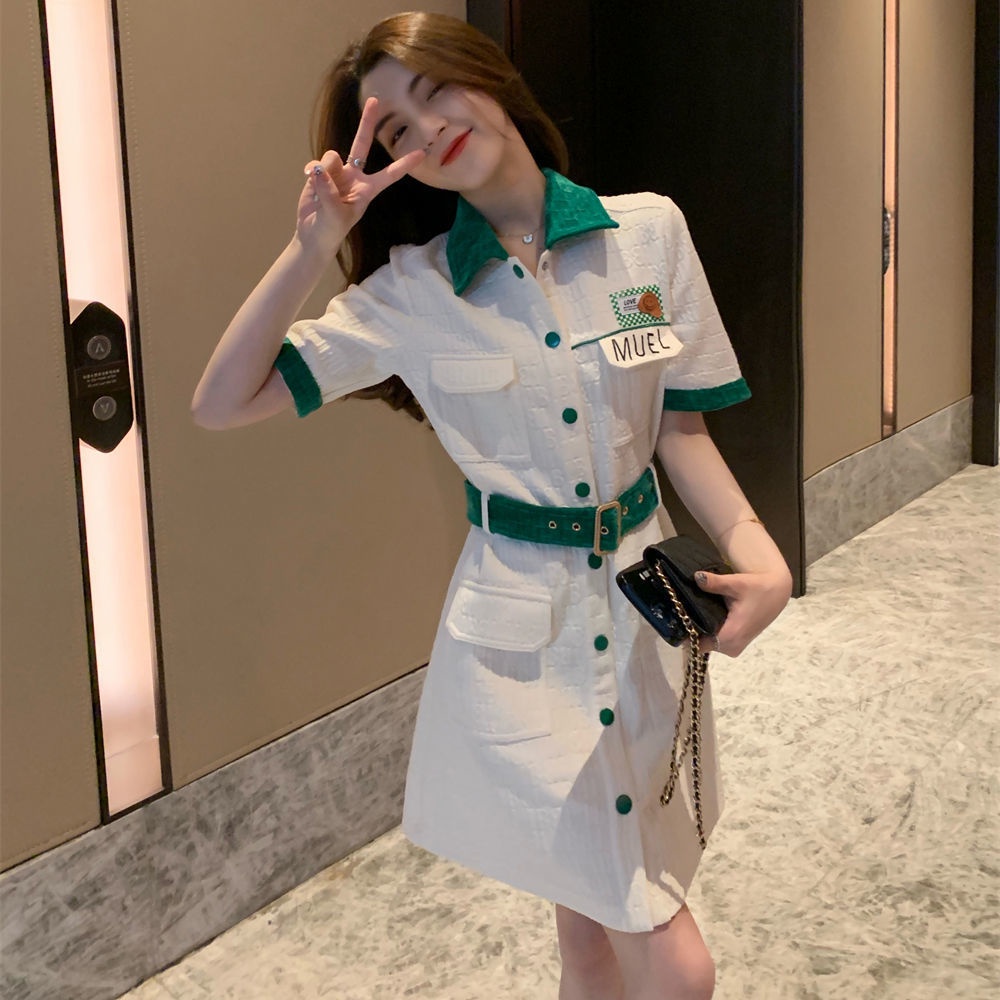 Đầm cổ polo eo ôm thiết kế sang trọng thời trang hè năm 2022 mới vintage cho nữ