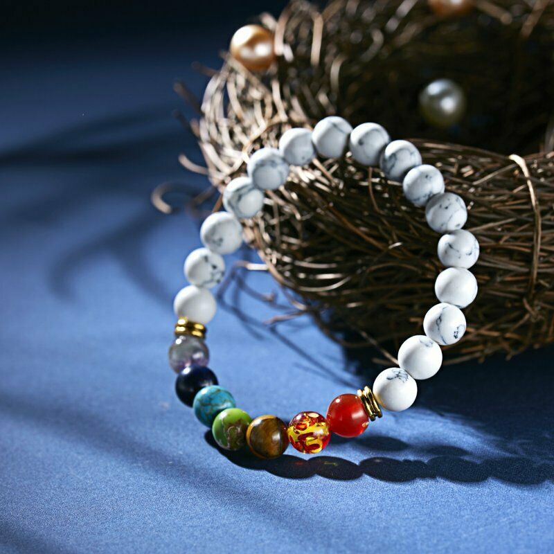 Vòng Tay Chuỗi Hạt Đá Chakra 7 Màu Cầu Nguyện