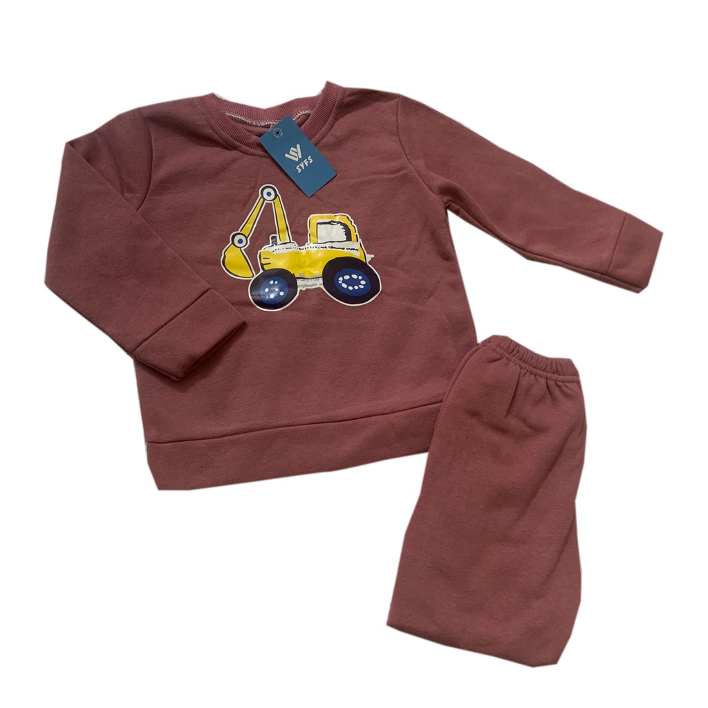 Bộ quần áo trẻ em thu đông dài tay, bộ nỉ lông cho bé hàng xuất khẩu