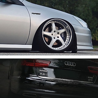 Tem tubor kim loại trang trí xe ô tô, xe hơi thể thao- chữ nổi dán xe oto