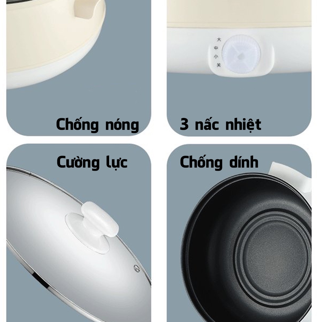 Nồi Lẩu Mini Đa Năng Có Lớp Chống Dính Cao Cấp Nút Vặn 3 Nấc Nhiệt ( Nồi Zason )