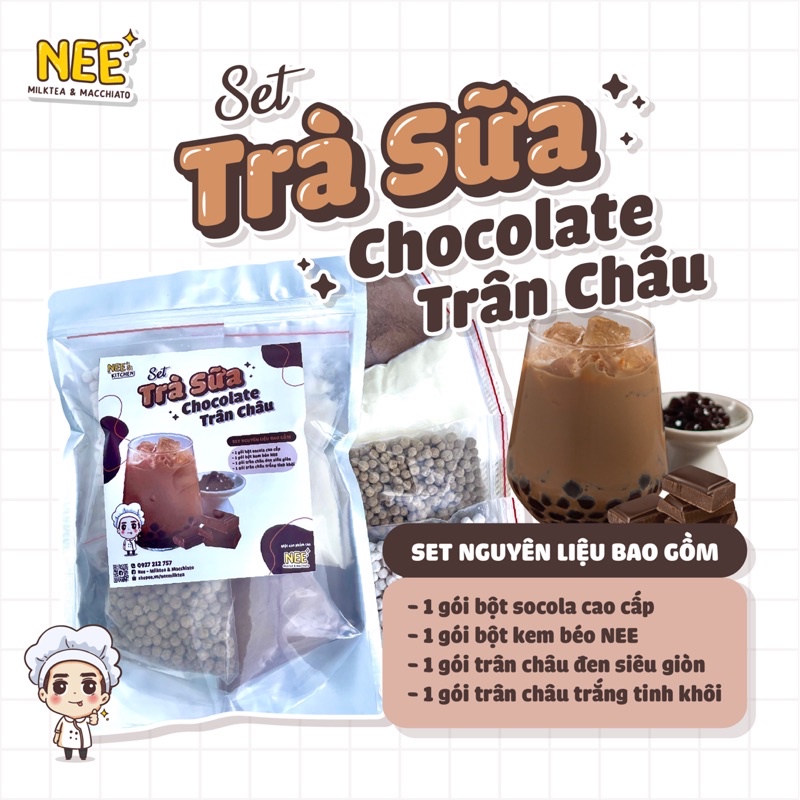 Set nguyên liệu trà sữa chocolate trân châu siêu ngon (25-30 ly/set). | BigBuy360 - bigbuy360.vn
