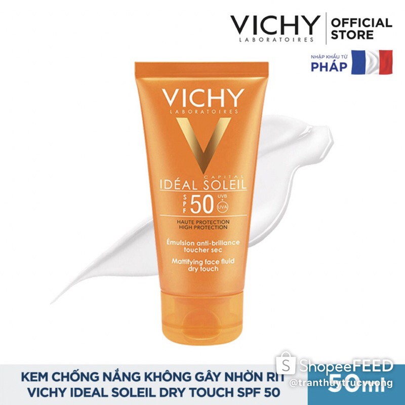 kem chống nắng vichy IDÉAL SOLEIL 50spf (Không Paraben, không kích ứng da. Phù hợp với da nhạy cảm.)