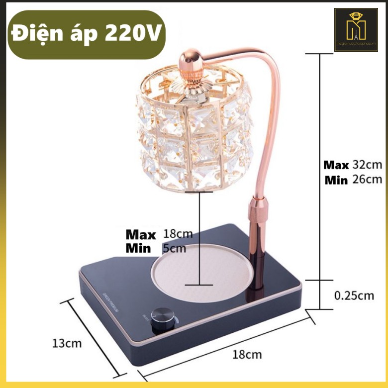 [Điều chỉnh độ cao] Đèn đốt nến thơm - Warmer Candles GU10 35W - Phong cách Châu Âu, cổng sạc USB, Đèn vàng đế đen