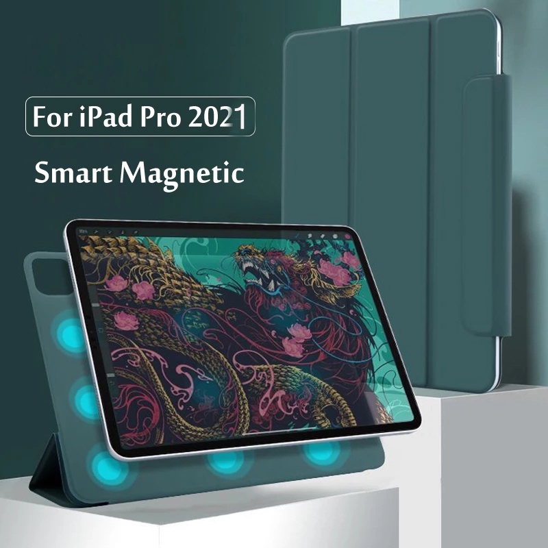 Mới Bao Da Máy Tính Bảng Từ Tính Có Ngăn Đựng Bút Cho Ipad Pro 2021 32.76 cm 27.94 cm Air 4 2020 27.68 cm Ốp