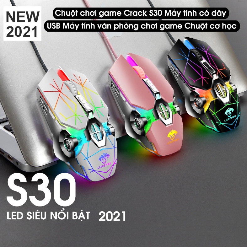 Chuột Game, chuột máy tính Crack S30 Có Dây LED 7 MẦU MỚI 2021 cực đẹp chuyên gaming, dây siêu bền | Nhẹ nhàng linh hoạt