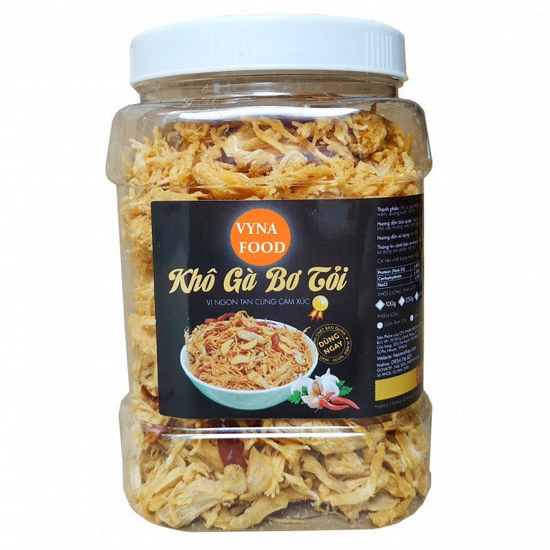 1KG | 2 HỦ KHÔ GÀ BƠ TỎI SẤY CAY THƠM NGON