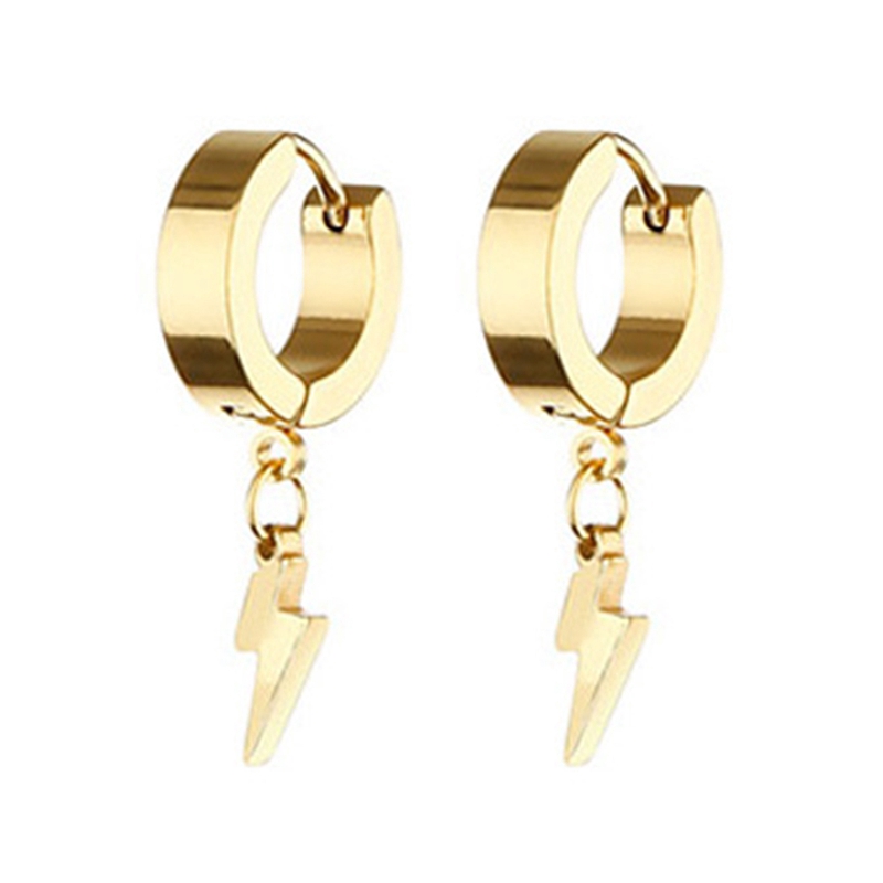 Khuyên Tai Thép Titan Hình Sấm Sét Cá Tính