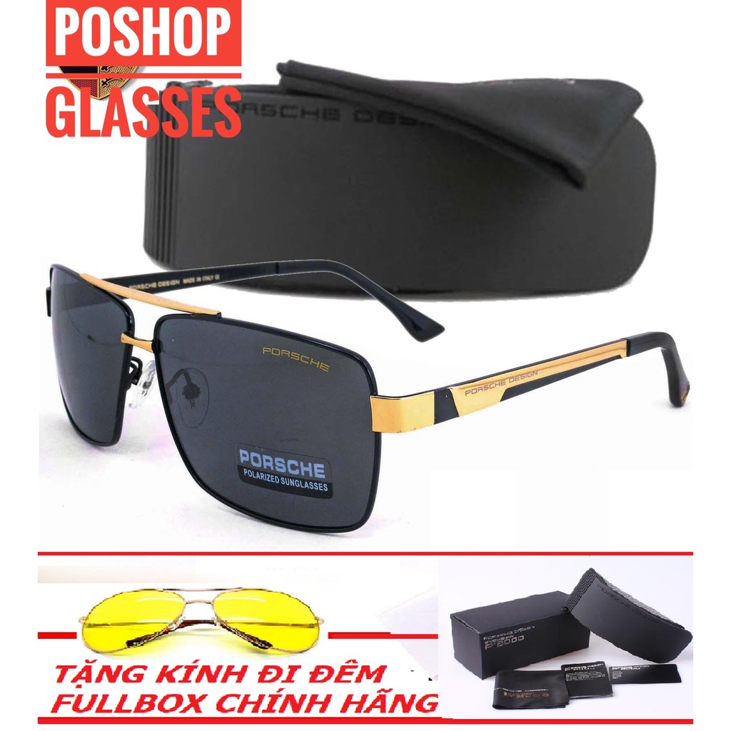 ❌POSHOP❌KÍNH MÁT NAM VUÔNG TRÒNG POLAROID CAO CẤP P8712 + TẶNG KÍNH ĐI ĐÊM HOT TREND