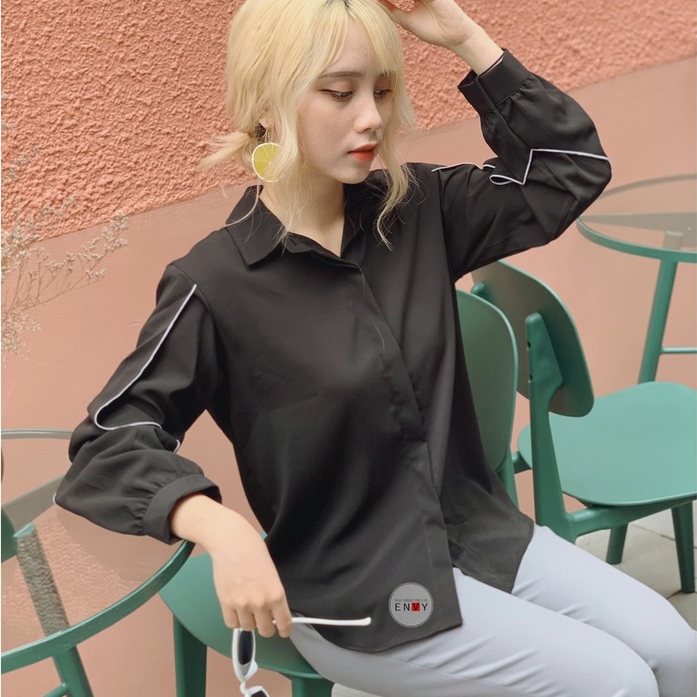 Áo sơ mi nữ viền tay ENVY S0513 thiết kế tay dài thanh lịch