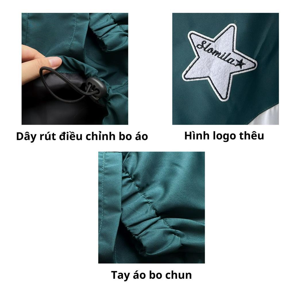 Áo khoác dù 2 lớp hình thêu ngôi sao có túi trong nhiều màu form rộng unisex nam nữ_SSSTore