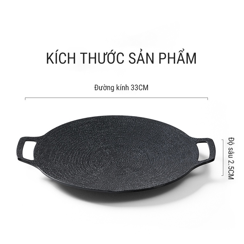 Chảo đá nướng không dầu chống dính Hàn Quốc, dùng cho mọi loại bếp đính đá