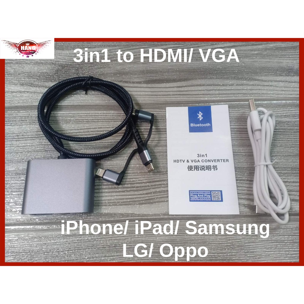 Cáp MHL đa năng 3 trong 1 thích hợp mọi dòng smartphone - iOS, Android - Hồ Phạm