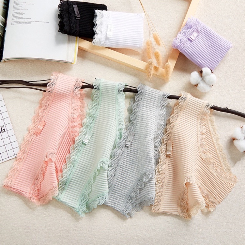 Quần Lót Nữ Cotton viền ren gân tăm kháng khuẩn hoạ tiết viền ren sexy điệu đà Mẫu 029 chất đẹp, thoáng hút mồ hôi