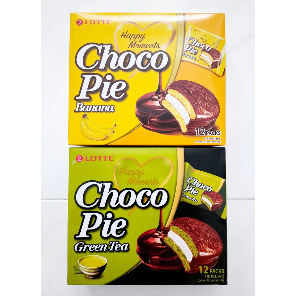 Hộp 12 Bánh ChocoPie Trà Xanh/ Chuối Lotte 336g