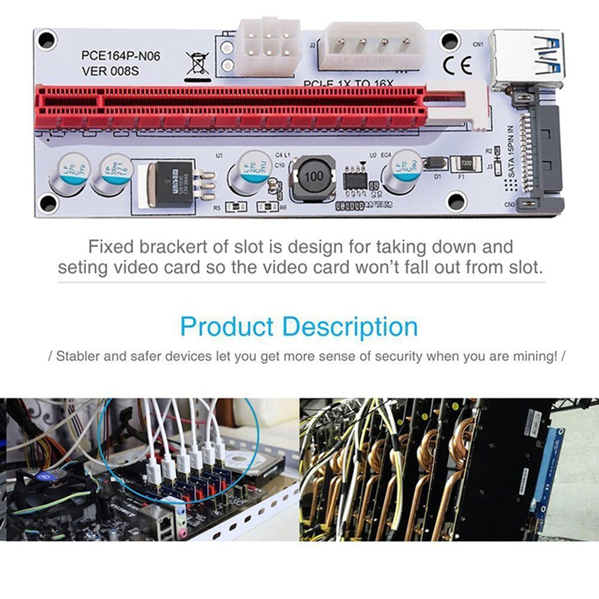 Card 008s 3 Trong 1 Pcie Pci-E Pci 1x Sang 16x Usb 3.0