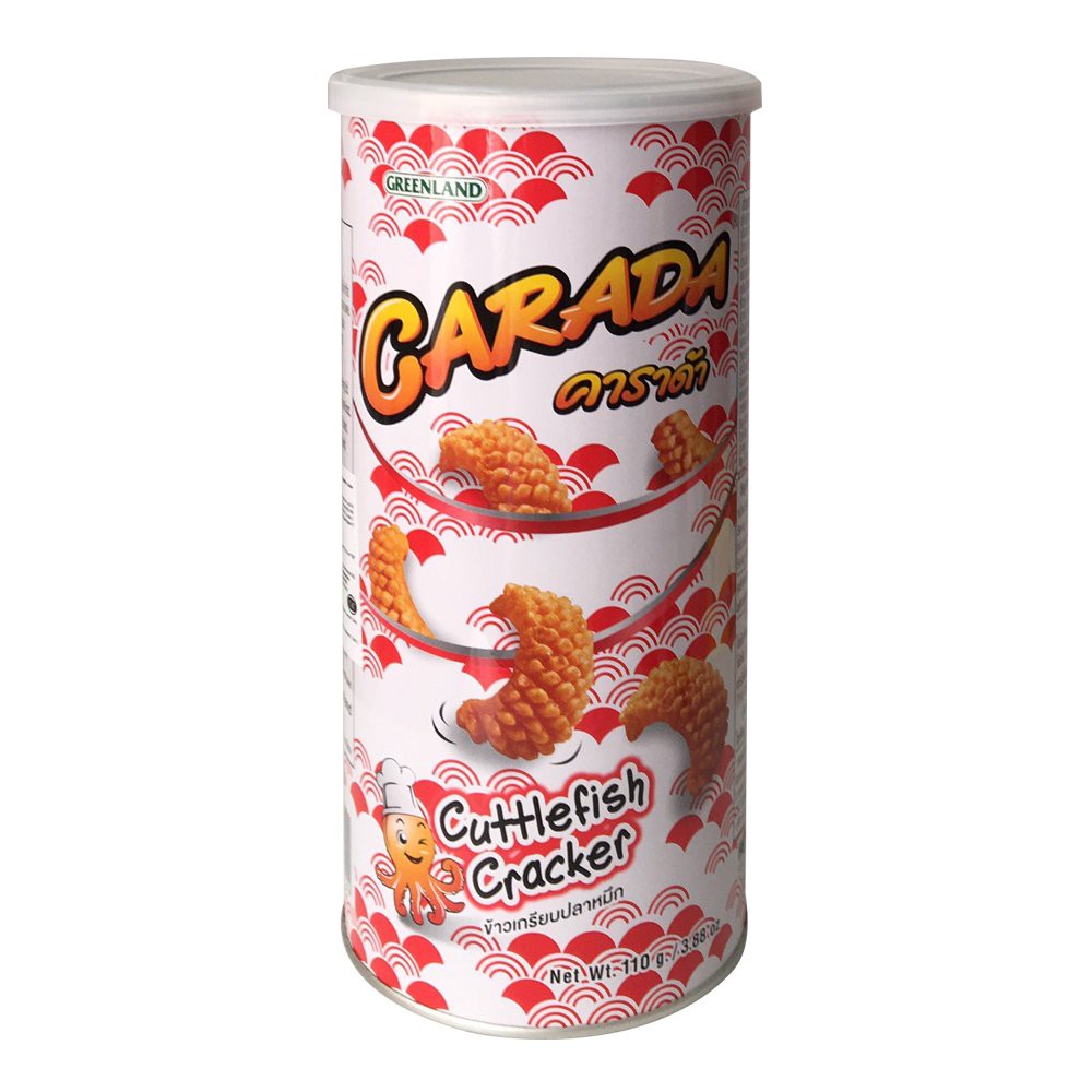 Snack mực nướng giòn vị truyền thống CARADA Thái Lan 110gr - lon màu đỏ - bánh snack Thái Lan