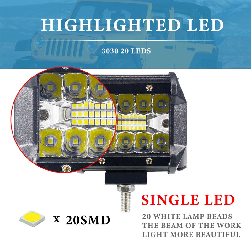 Đèn Sương Mù 60W 4x4 Ánh Sáng Vàng Chống Thấm Nước Cho Xe Jeep ATV SUV