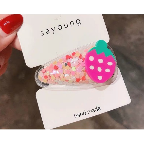 BẤM TÓC MÁI HÌNH TRÁI CÂY CÓ KIM TUYẾN PK110