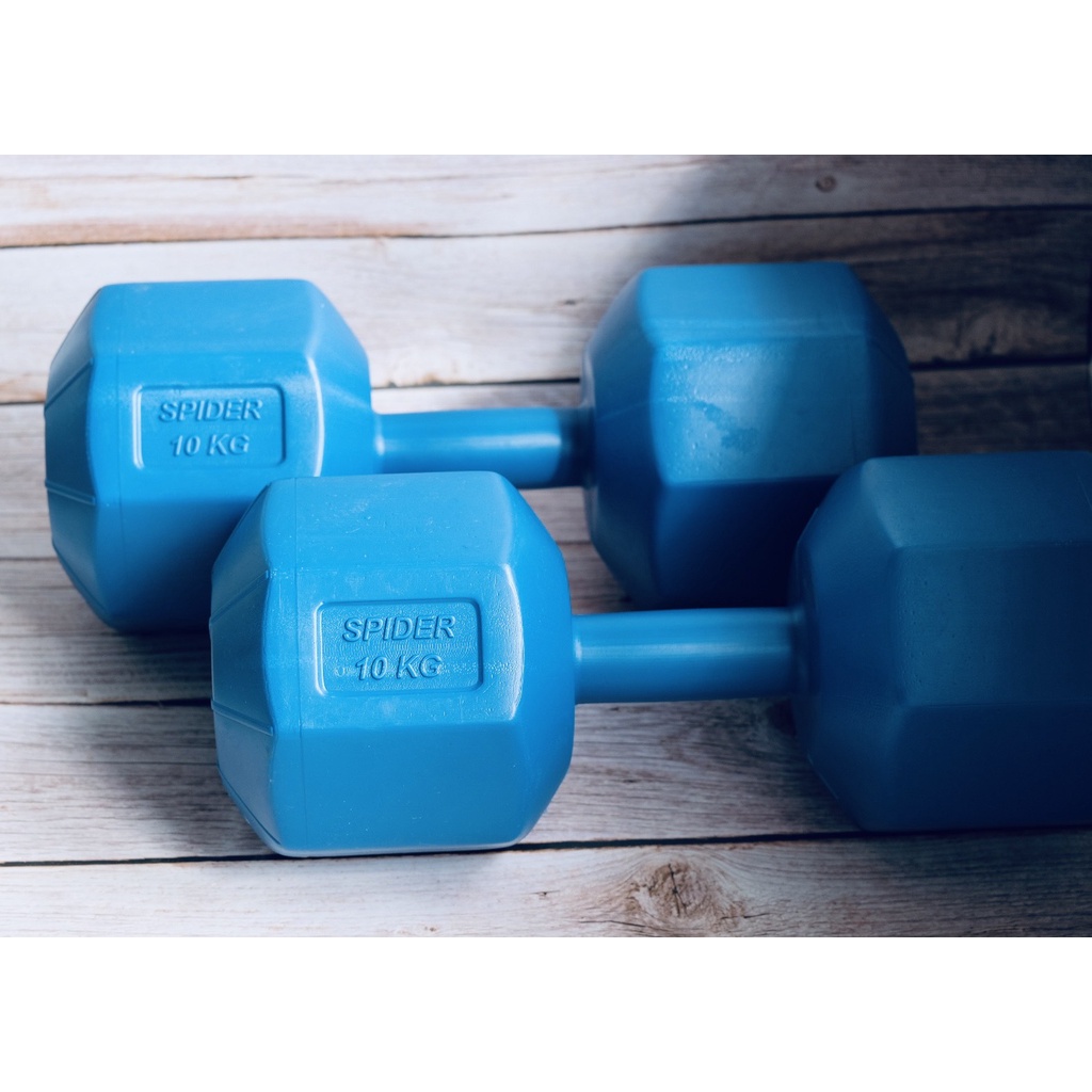 Tạ tay 10kg Bộ gồm 2 cái tạ đơn 10kg bát giác màu xanh
