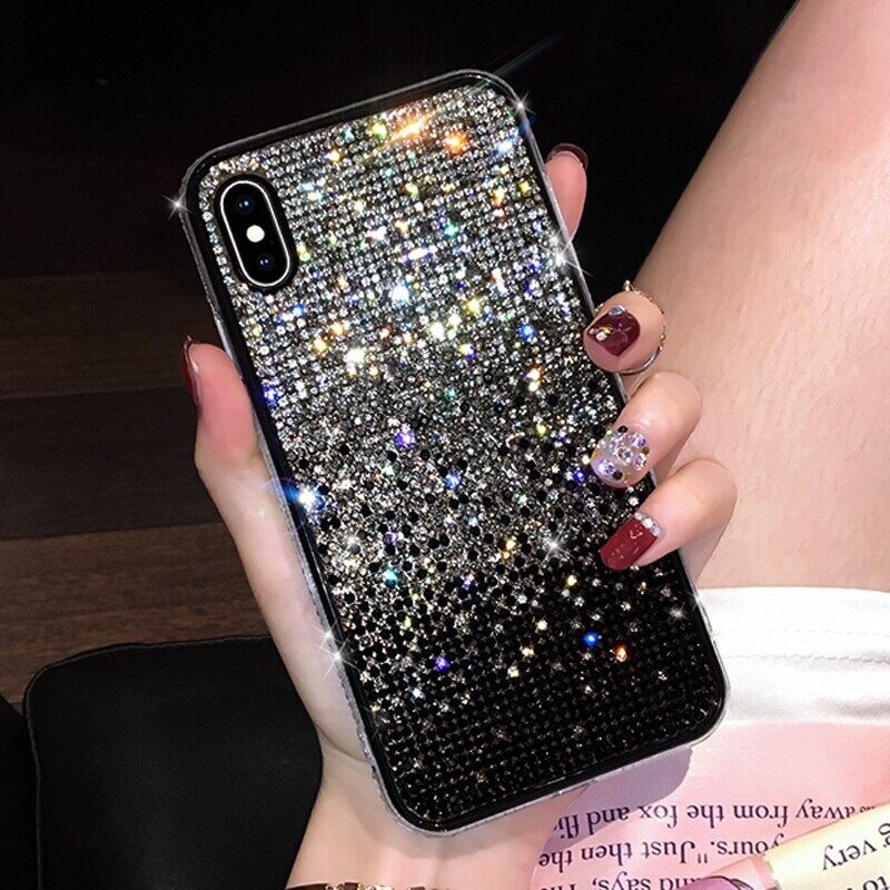 Ốp Điện Thoại Tpu Kim Cương Giả Lấp Lánh Kèm Giá Đỡ Cho iPhone 13 12 11 Pro Max 7 8 Plus X Xr Xs Max