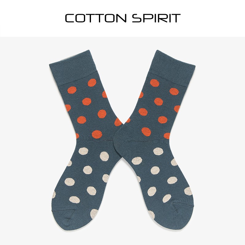 Tất cổ cao Retro Nam nữ Unisex Chấm bi Cotton Harajuku Ulzzang Hàn Quốc Vớ cao cổ Nam nữ Nhật Bản